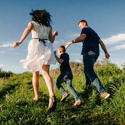 Family in countryside
